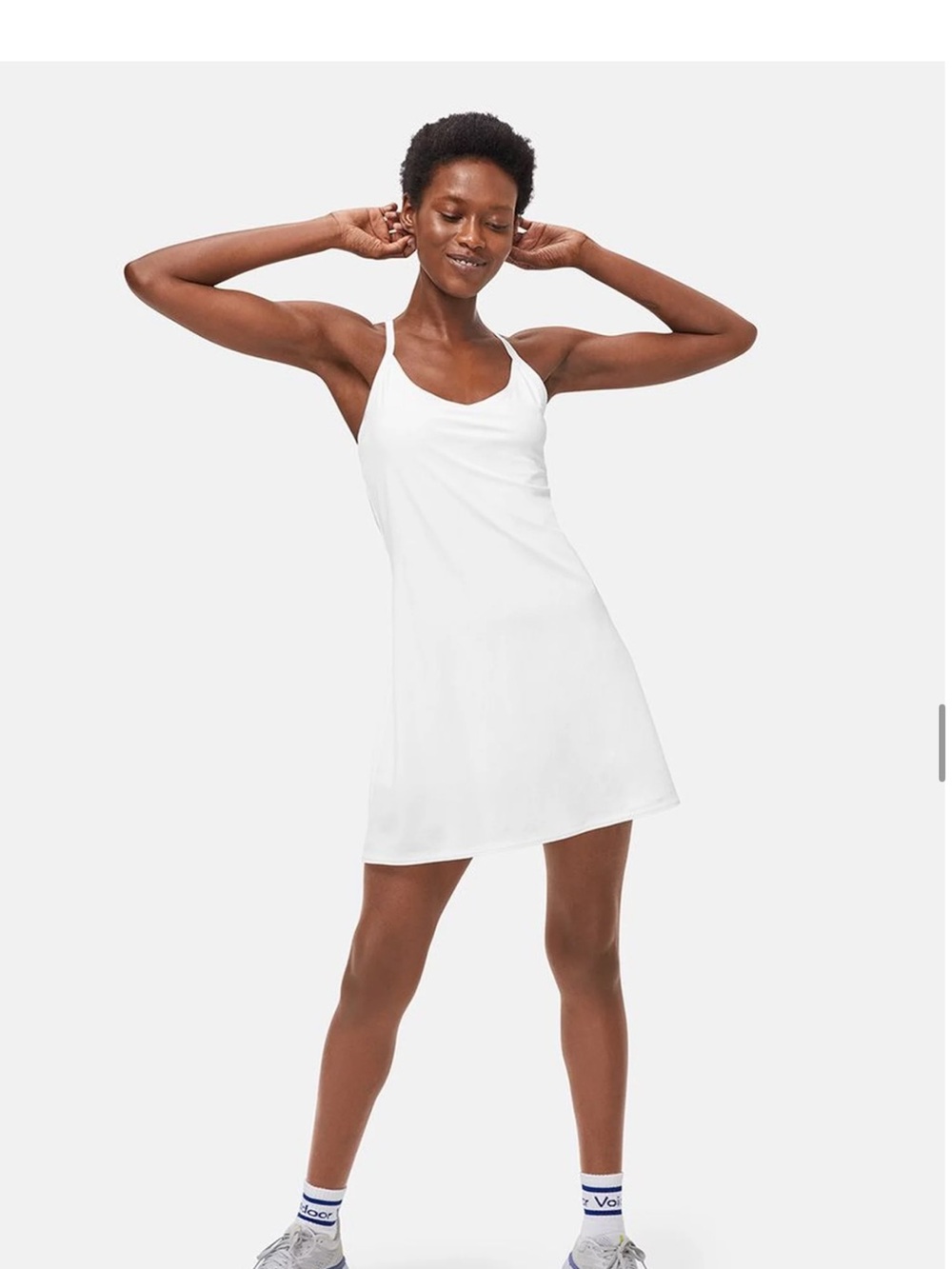 Outdoor Voices Cream Slip Chemise with Thin Straps